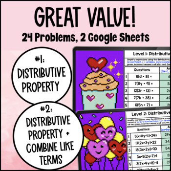 Distributive Property & Combine Like Terms Pixel Art — preview page 2 of 4