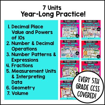 5th Grade Math Full-Year Guided Notes Back to School CCSS Lesson with Doodles — preview page 3 of 4