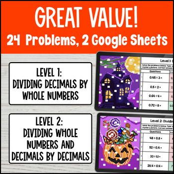 [Fall] Dividing Decimals by Whole Numbers and Decimals Digital Pixel Art — preview page 2 of 4