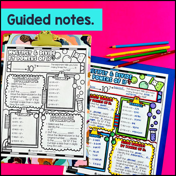 Multiplying and Dividing Decimals by Powers of 10 Guided Notes 5th Grade Doodles — preview page 2 of 4