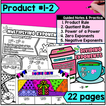 Laws of Exponents Properties Guided Notes & Pixel Art — preview page 2 of 4