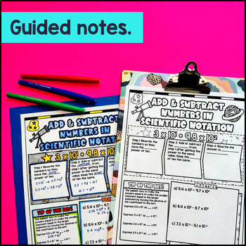 Adding and Subtracting Scientific Notation Guided Notes with Doodles — preview page 2 of 4