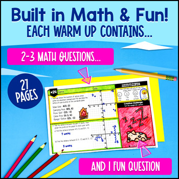 Geometry Area, Volume, Coordinate Plane 6th Grade Warm Ups Bell Ringers — preview page 2 of 4