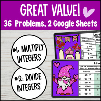 Multiplying and Dividing Integers Digital Pixel Art Integer Product and Quotient — preview page 2 of 4
