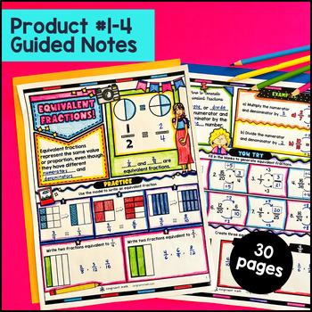 Equivalent Fractions Compare Decompose Fraction Guided Notes Pixel Art 4th Grade — preview page 2 of 4