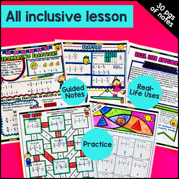 Equivalent Fractions Compare Decompose Fraction Guided Notes Pixel Art 4th Grade — preview page 3 of 4