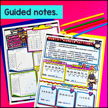 Number Patterns & Graphing Relationships Guided Notes with Doodles — preview page 2 of 4