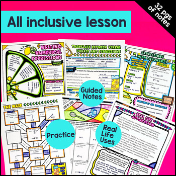 Number Patterns & Numerical Expressions Guided Notes & Pixel Art Bundle — preview page 3 of 4