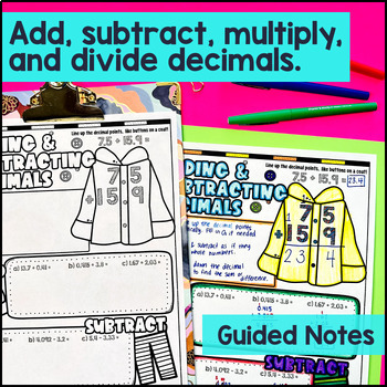 Decimals Operations Guided Notes & Doodles BUNDLE — preview page 2 of 4