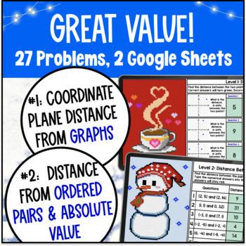 [Christmas] Distance on the Coordinate Plane Absolute Value Digital Pixel Art — preview page 2 of 4