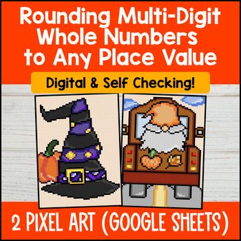 Thanksgiving Rounding Whole Numbers Any Place Value Digital Pixel Art 4th Grade