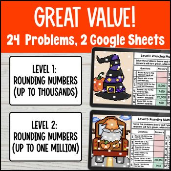 Thanksgiving Rounding Whole Numbers Any Place Value Digital Pixel Art 4th Grade — preview page 2 of 4