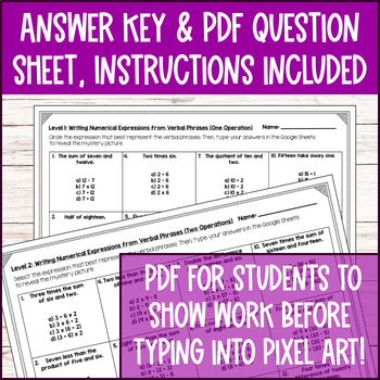 Writing Numerical Expressions from Verbal Phrase — preview page 4 of 4