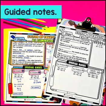System of Equations by Elimination Guided Notes w/ Doodles — preview page 2 of 4