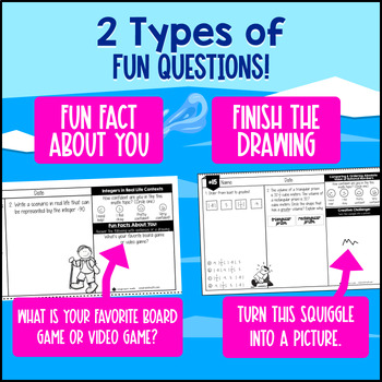 Integers, Opposites, Absolute Value of Rational Numbers 6th Grade Math Warm Ups — preview page 3 of 4