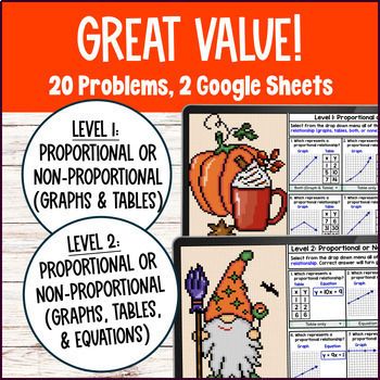 [Thanksgiving] Proportional & Non-proportional Relationships Digital Pixel Art — preview page 2 of 4