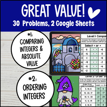 Comparing & Ordering Integers & Absolute Value Pixel Art — preview page 2 of 4