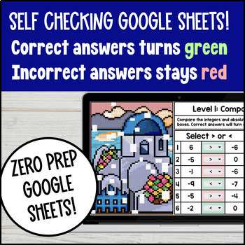 Comparing & Ordering Integers & Absolute Value Pixel Art — preview page 3 of 4