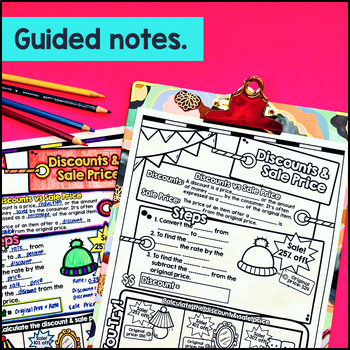 Discount, Sale Price, Tips Guided Notes with Doodles — preview page 2 of 4