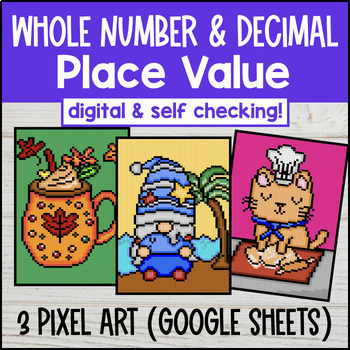 Whole Number and Decimal Place Value Digital Pixel Art