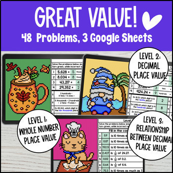 Whole Number and Decimal Place Value Digital Pixel Art — preview page 2 of 4