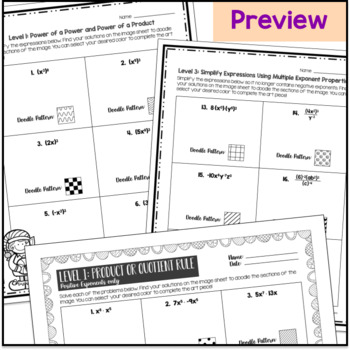 Exponent Rules Doodle Math BUNDLE — preview page 3 of 4