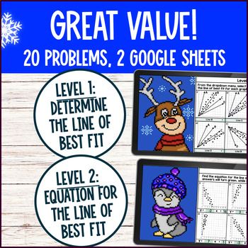 [Christmas] Line of Best Fit in Scatter Plots Digital Pixel Art Slope Intercept — preview page 2 of 4