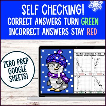 [Christmas] Line of Best Fit in Scatter Plots Digital Pixel Art Slope Intercept — preview page 3 of 4