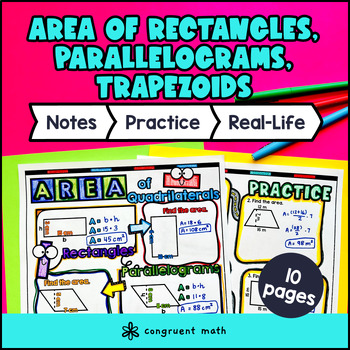 Area of Parallelograms, Trapezoids, Rectangles Guided Notes Doodles