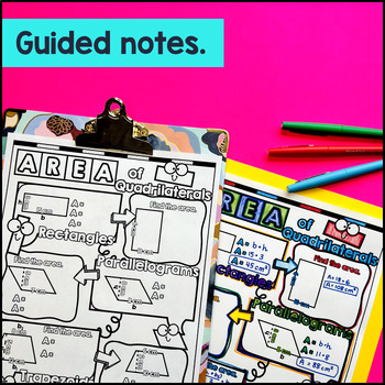 Area of Parallelograms, Trapezoids, Rectangles Guided Notes Doodles — preview page 2 of 4