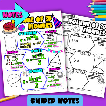 Volume of Cylinders, Cones, and Spheres Guided Notes — preview page 2 of 4
