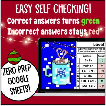 [Christmas] Adding and Subtracting Integers Digital Pixel Art — preview page 3 of 4