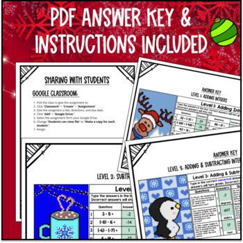 [Christmas] Adding and Subtracting Integers Digital Pixel Art — preview page 4 of 4