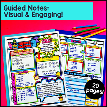 Factors and Multiples Guided Notes with Doodles 4th Grade CCSS Sketch Notes — preview page 2 of 4