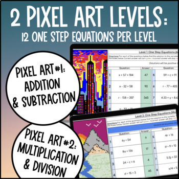 One Step Equations Digital Pixel Art — preview page 2 of 4