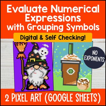 Thumbnail for [Halloween] Evaluating Numerical Expressions Digital Pixel Art No Exponents
