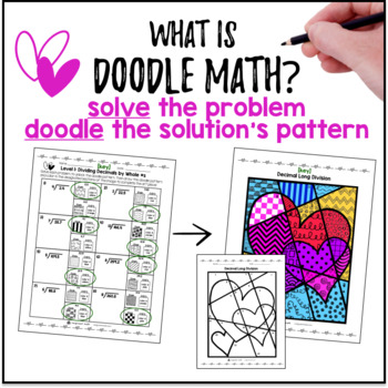 Long Division with Decimals & Whole Numbers Doodle & Color by Number Worksheets — preview page 2 of 4