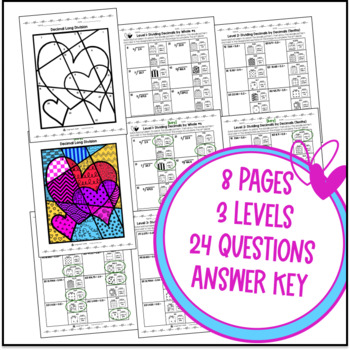 Long Division with Decimals & Whole Numbers Doodle & Color by Number Worksheets — preview page 4 of 4