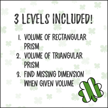 St. Patrick's Day Volume of Rectangular Triangular Prisms Doodle Color by Number — preview page 3 of 4