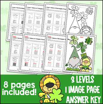 St. Patrick's Day Volume of Rectangular Triangular Prisms Doodle Color by Number — preview page 4 of 4