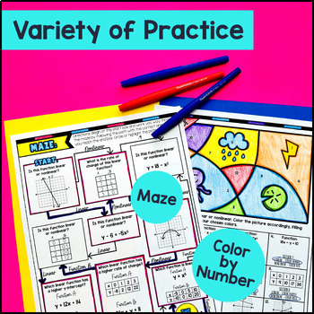 Identifying & Comparing Linear vs. Nonlinear Functions Guided Notes with Doodles — preview page 3 of 4