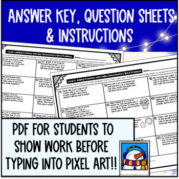 [Winter] Adding Fractions Word Problems Pixel Art Like Unlike Denominators — preview page 4 of 4