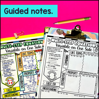Multi Step Equations Guided Notes & Doodles — preview page 2 of 4
