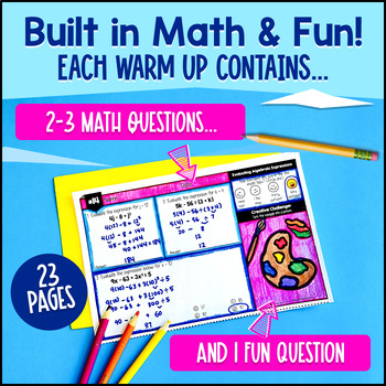 Simplifying Evaluating Writing Algebraic Expressions 6th Grade Warm Ups Review — preview page 2 of 4