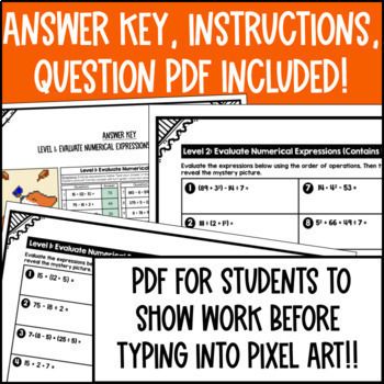 [Fall] Evaluating Numerical Expressions Digital Pixel Art Order of Operations — preview page 4 of 4