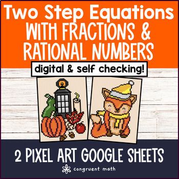 Thumbnail for Thanksgiving Solving Two Step Equations with Rational Numbers Digital Pixel Art