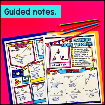 Exterior Angle Theorem Guided Notes w Doodles — preview page 2 of 4