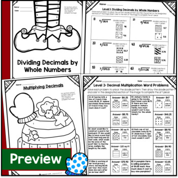 Decimal Operations Doodle Math BUNDLE — preview page 3 of 4