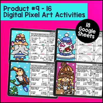 4th Grade Geometry Measuring Protractor Line of Symmetry Guided Notes Pixel Art — preview page 4 of 4