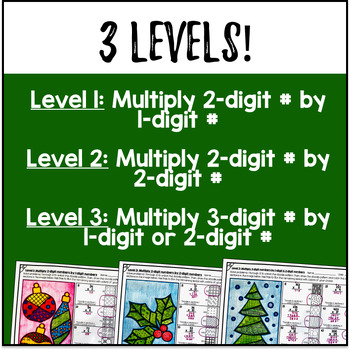 Multidigit Multiplication of Whole Numbers Doodle Math Color by Number [Winter] — preview page 3 of 4